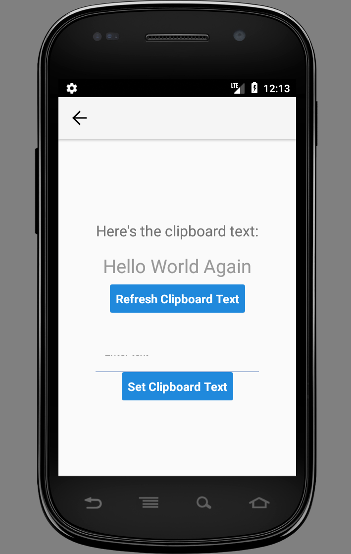 Screenshot of the clipboard demo view