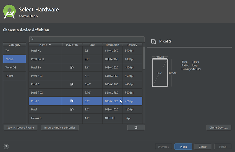 Choose an Android Device