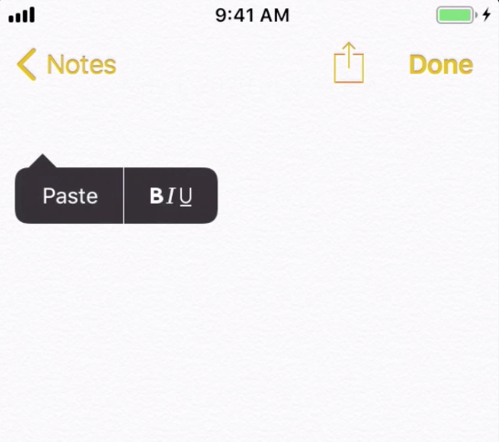 Pasting in iOS